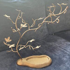 Heavy Bronze Color Jewelry Organizer Tree: Leaves have Holes & Hooks